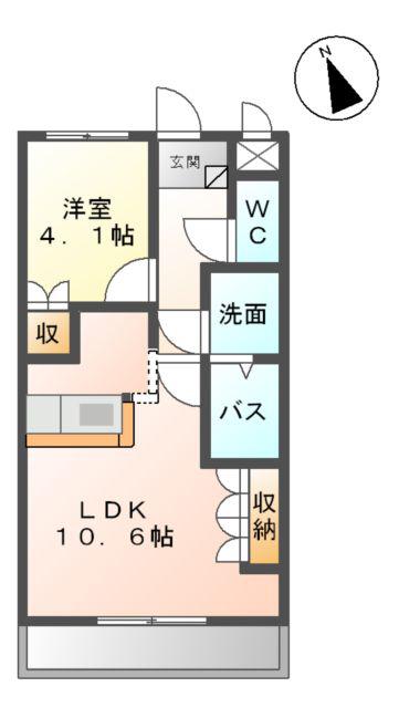 ルミナスガーデン B(1LDK/1階)の間取り写真