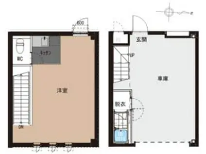 玉井町GaregeHouse(ワンルーム)の間取り写真