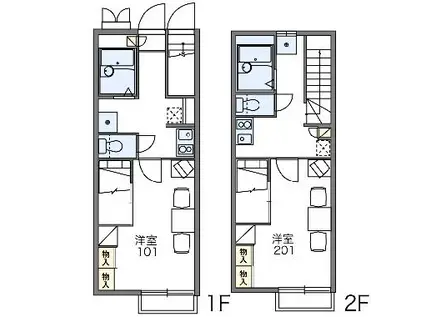 レオパレスSTRAND Ⅰ(1K/2階)の間取り写真