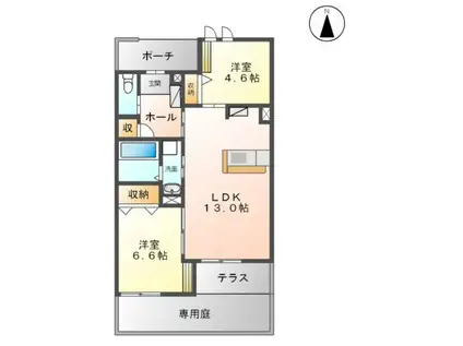 ヴァンベール(2LDK/1階)の間取り写真