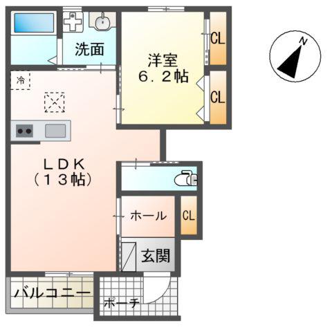 M&M壱番舘(1LDK/1階)の間取り写真