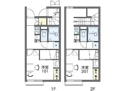 レオパレスプレミア北楠(1K/2階)の間取り写真