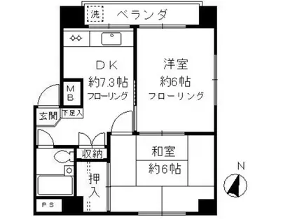 トップヒルズ(2DK/3階)の間取り写真