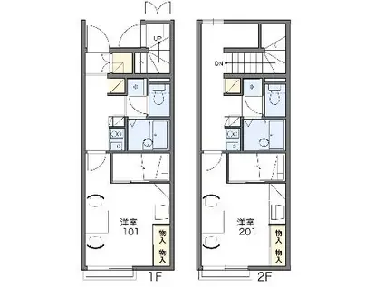 レオパレスオンネリスース(1K/2階)の間取り写真