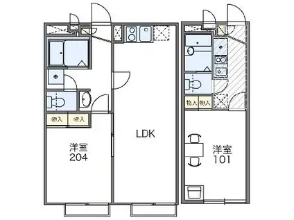 レオパレスSPRUCE(1K/1階)の間取り写真