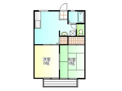 ハイツクローバー(2DK/2階)の間取り写真