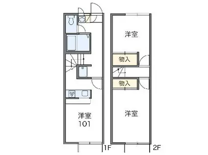 レオパレス見社(2DK/1階)の間取り写真