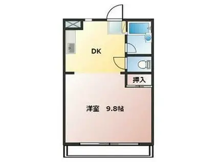 ポポロビル(1DK/2階)の間取り写真