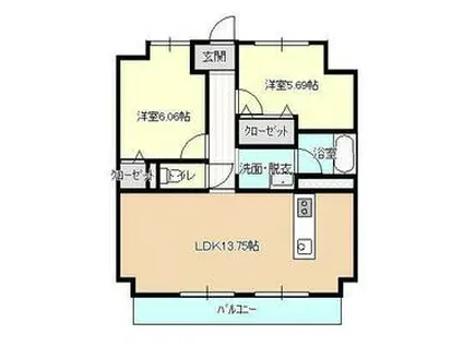 GRANP グランプ(2LDK/2階)の間取り写真