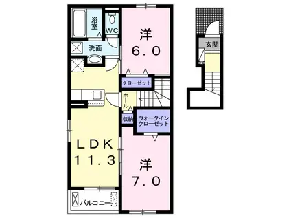 サンテラス1(2LDK/2階)の間取り写真