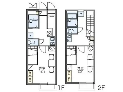 レオパレスSUNRISE(1K/1階)の間取り写真