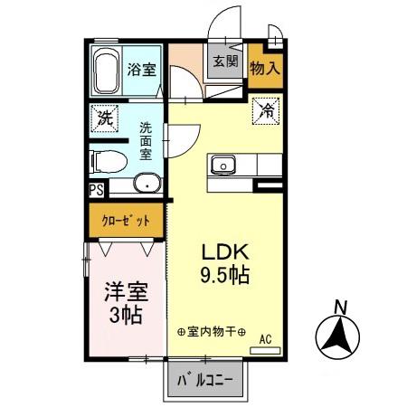 ヴェルデ・ナチュール2B(1LDK/2階)の間取り写真