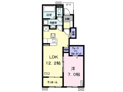 メゾン フルール B(1LDK/1階)の間取り写真