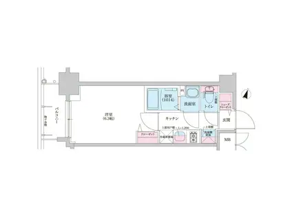 プレサンスブルーム東三国(1K/6階)の間取り写真