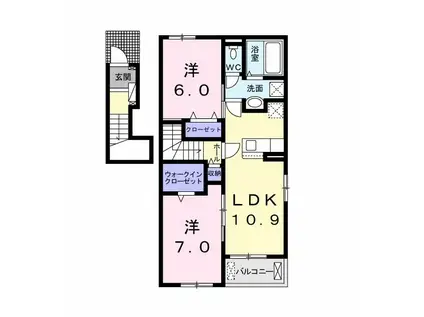 パラティ君津Ⅱ(2LDK/2階)の間取り写真