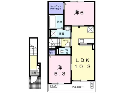 フォレスト ソレイユⅤ(2LDK/2階)の間取り写真