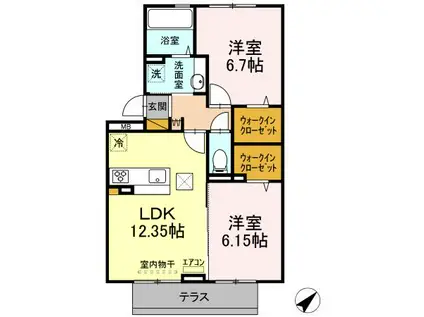 オテール・ロッシュⅠⅡ(2LDK/1階)の間取り写真