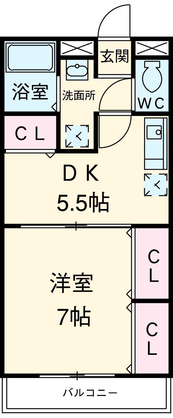 アンプルール フェール 縁1(1DK/2階)の間取り写真