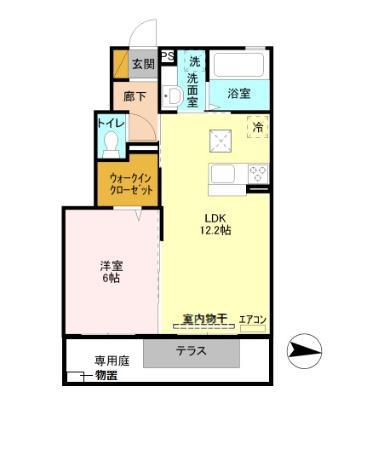 ヴィクトワール2A(1LDK/1階)の間取り写真