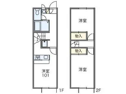 レオパレスフレアももぞの(2DK/1階)の間取り写真
