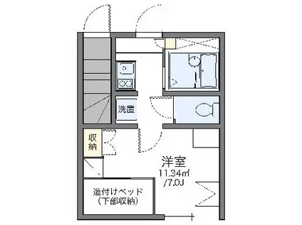 レオパレスハミング熱田(1K/1階)の間取り写真