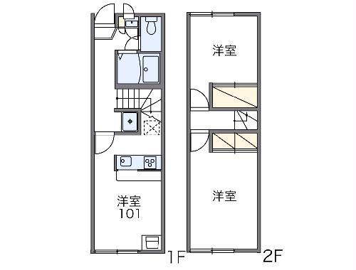 レオパレス長尾(2DK/1階)の間取り写真