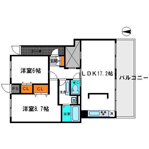 ローデス箕面(2LDK/2階)の間取り写真