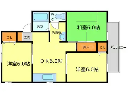 シャルム箕面(3DK/1階)の間取り写真