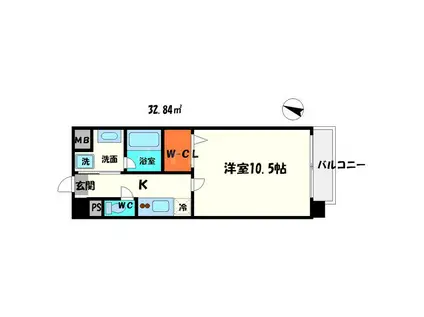 ルミナスビラ石橋(1K/3階)の間取り写真