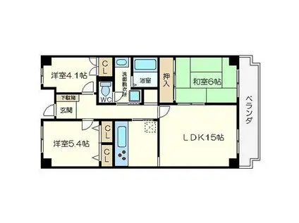 ルイシャトレ中之島(3LDK/13階)の間取り写真