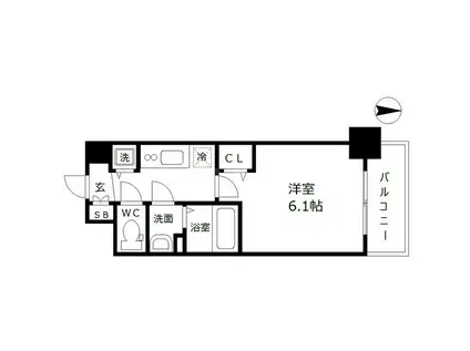 ポルト・ボヌール梅田ウエスト(1K/9階)の間取り写真