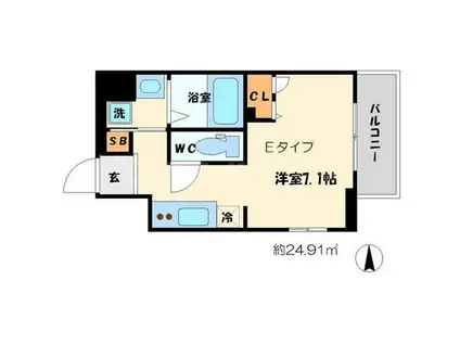 レジュールアッシュ梅田北(1K/6階)の間取り写真