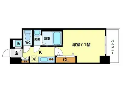 レジュールアッシュ梅田レジデンス(1K/11階)の間取り写真