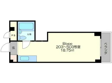 サンズ本庄公園(ワンルーム/3階)の間取り写真