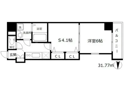レジュールアッシュ梅田AXIA(2K/10階)の間取り写真