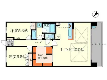 パークホームズ千里中央(2SLDK/9階)の間取り写真