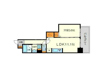 RADIANT(1LDK/6階)の間取り写真