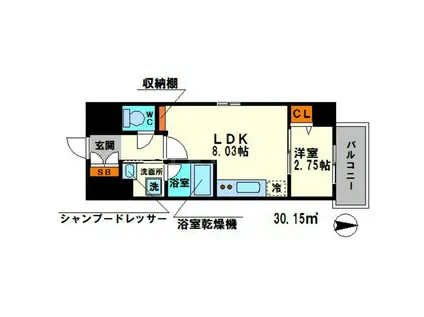 FORTUNEY江坂II(1LDK/5階)の間取り写真