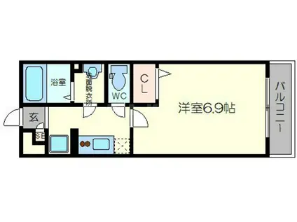 リブリ・グラーデ塚本(1K/2階)の間取り写真