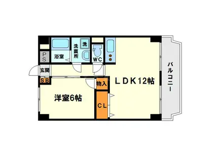 西中島東行マンション(1LDK/2階)の間取り写真