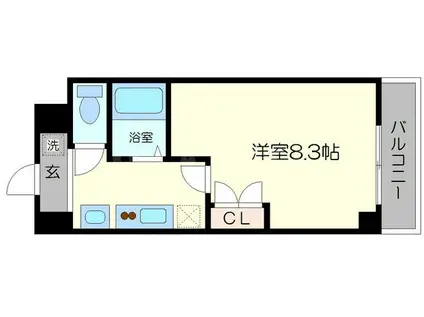 シャンヴェルジェ豊中Ⅰ(1K/1階)の間取り写真