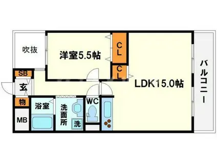 グリーンロータスⅠ(1LDK/2階)の間取り写真