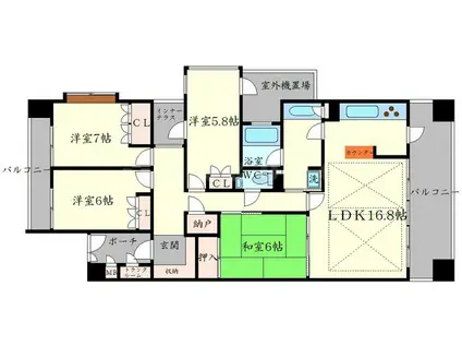 ガーデンヒルズ千里中央(4LDK/12階)の間取り写真