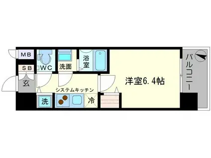 LALA PLACE新大阪LD(1K/5階)の間取り写真