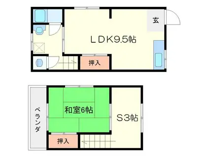 東海道本線 千里丘駅 徒歩23分 2階建 築51年(2LDK)の間取り写真