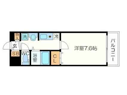 シャインビュー新大阪(1K/6階)の間取り写真