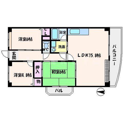 千里オークプライズ(3LDK/4階)の間取り写真