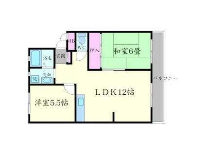 千里小川ハイツ(2LDK/3階)の間取り写真