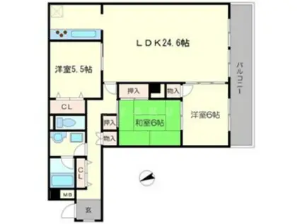 ドミール千里(3LDK/1階)の間取り写真