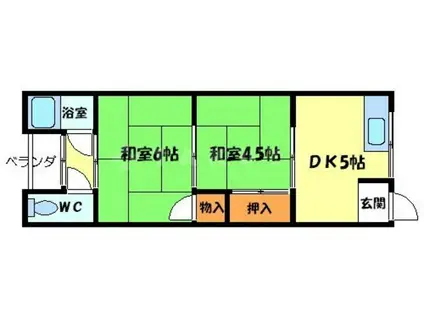 第2津中文化(2DK/1階)の間取り写真